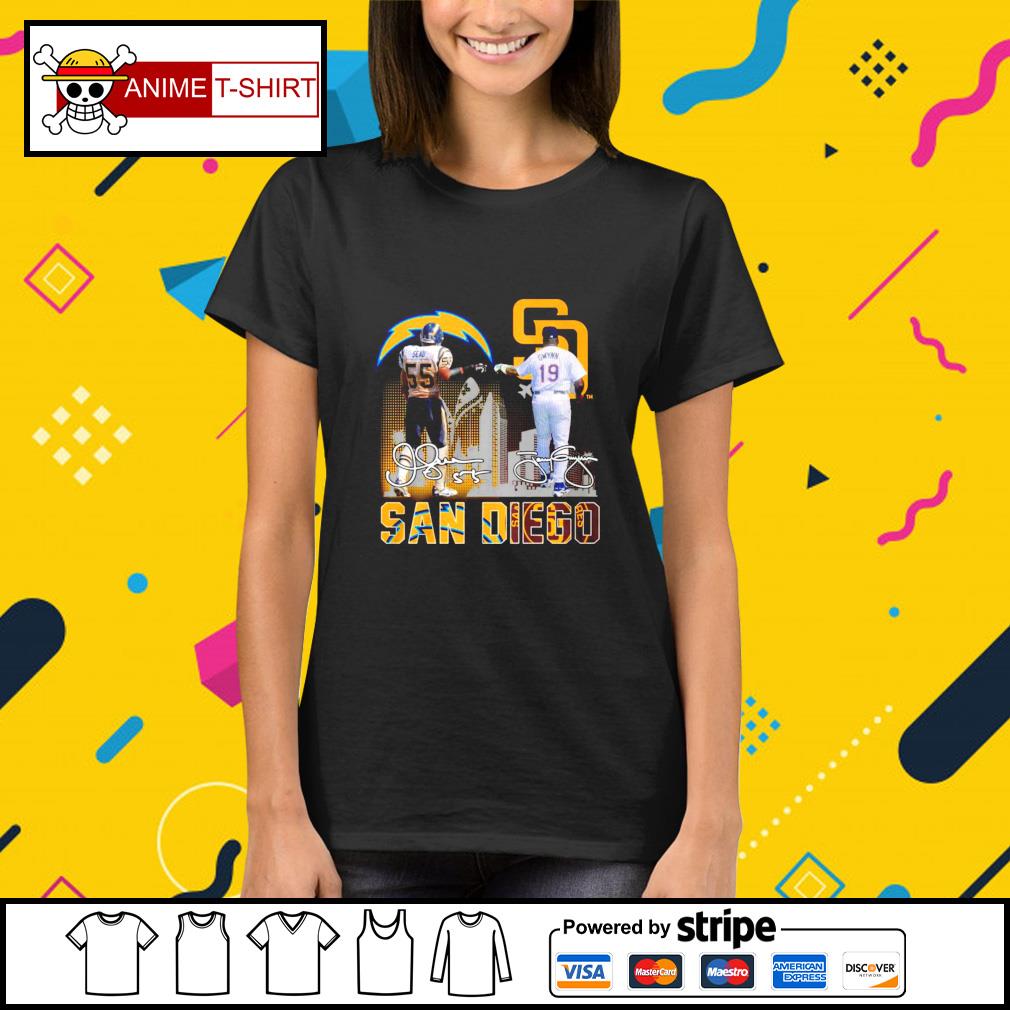 Junior Seau 55 San Diego Chargers Tony Gwynn 19 San Diego Padres signature  shirt, hoodie, longsleeve, sweatshirt, v-neck tee