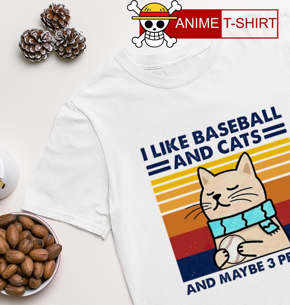 Cat I like Baseball and cats and maybe 3 people vintage shirt
