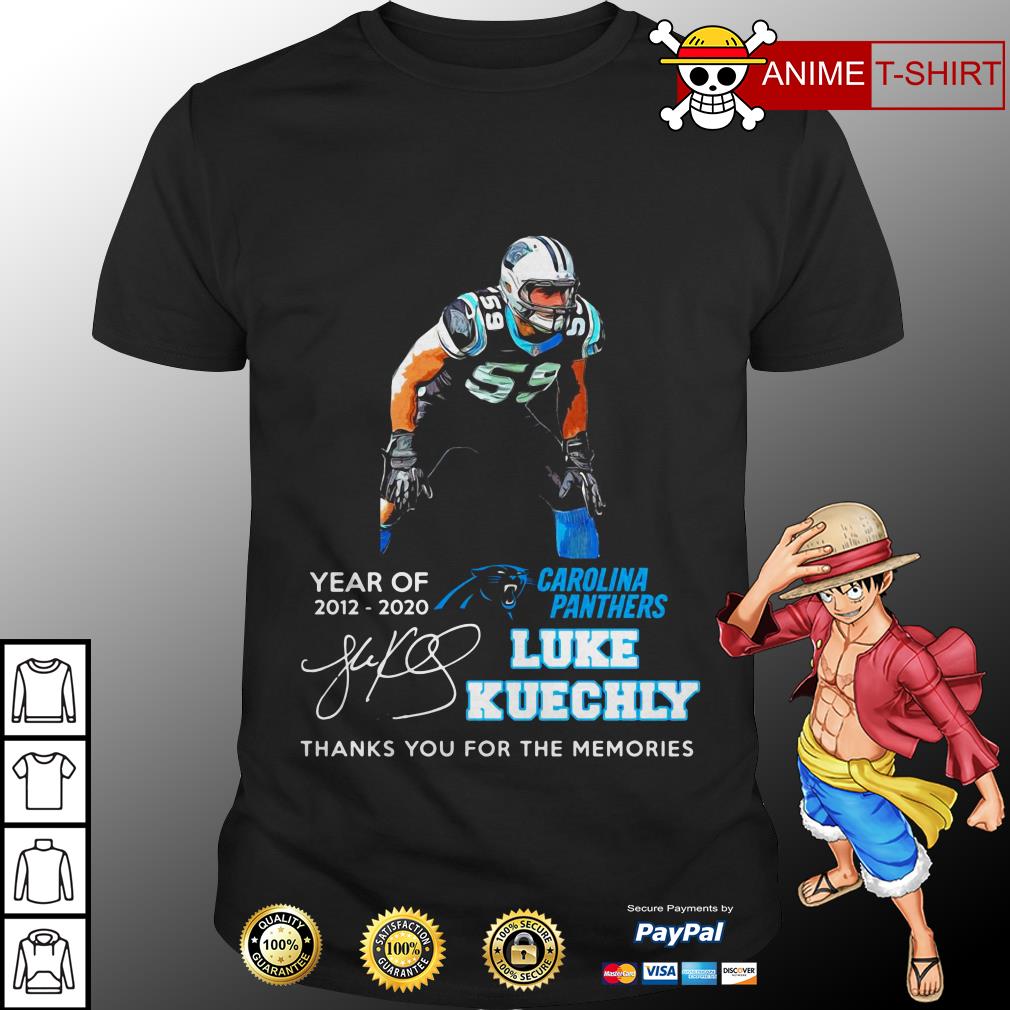 Luke Kuechly 59 signature Carolina Panthers thanks for memories shirt,  hoodie, sweater, longsleeve t-shirt